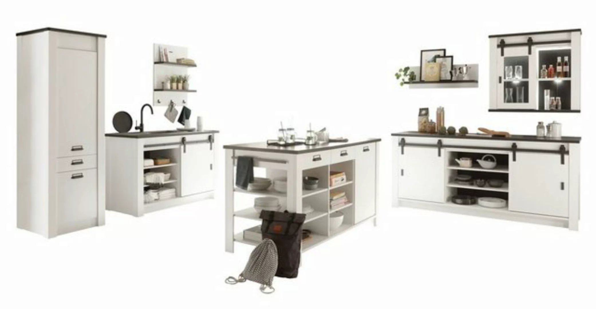 Furn.Design Küchenbuffet Stove (Küche-Set in weiß Pinie Landhaus, 7-St., in günstig online kaufen