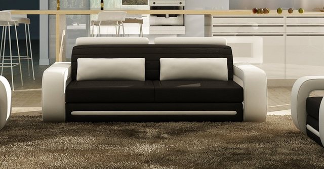 JVmoebel Sofa Weiß-schwarzes Ledersofa Couch 3 Sitzer Design Modern Neu, Ma günstig online kaufen