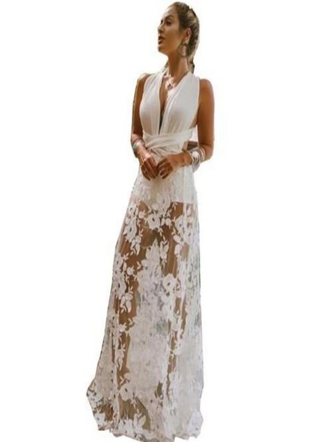KIKI Abendkleid Rückenfreies Spitzenkleid mit V-Ausschnitt, modisches Kleid günstig online kaufen