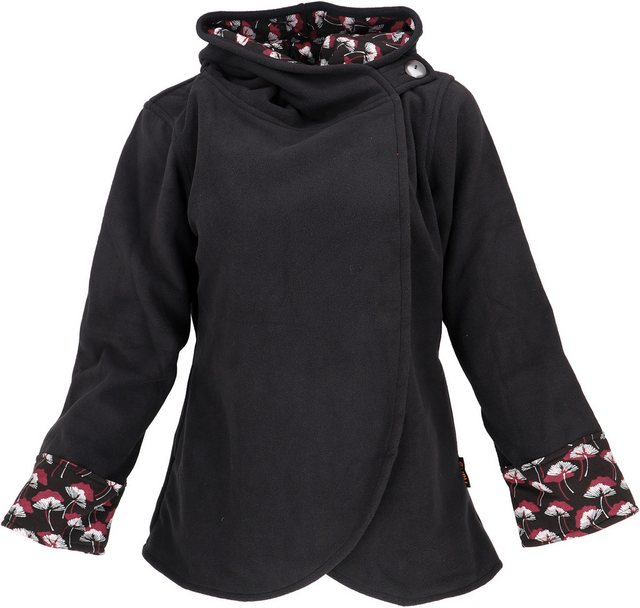 Guru-Shop Langjacke Fleece Cape Wickeljacke - schwarz alternative Bekleidun günstig online kaufen