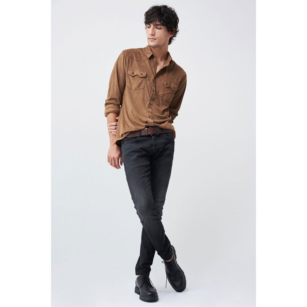 Salsa Jeans 125465-111 / Slim Fit Suede Langarm Hemd L Brown günstig online kaufen