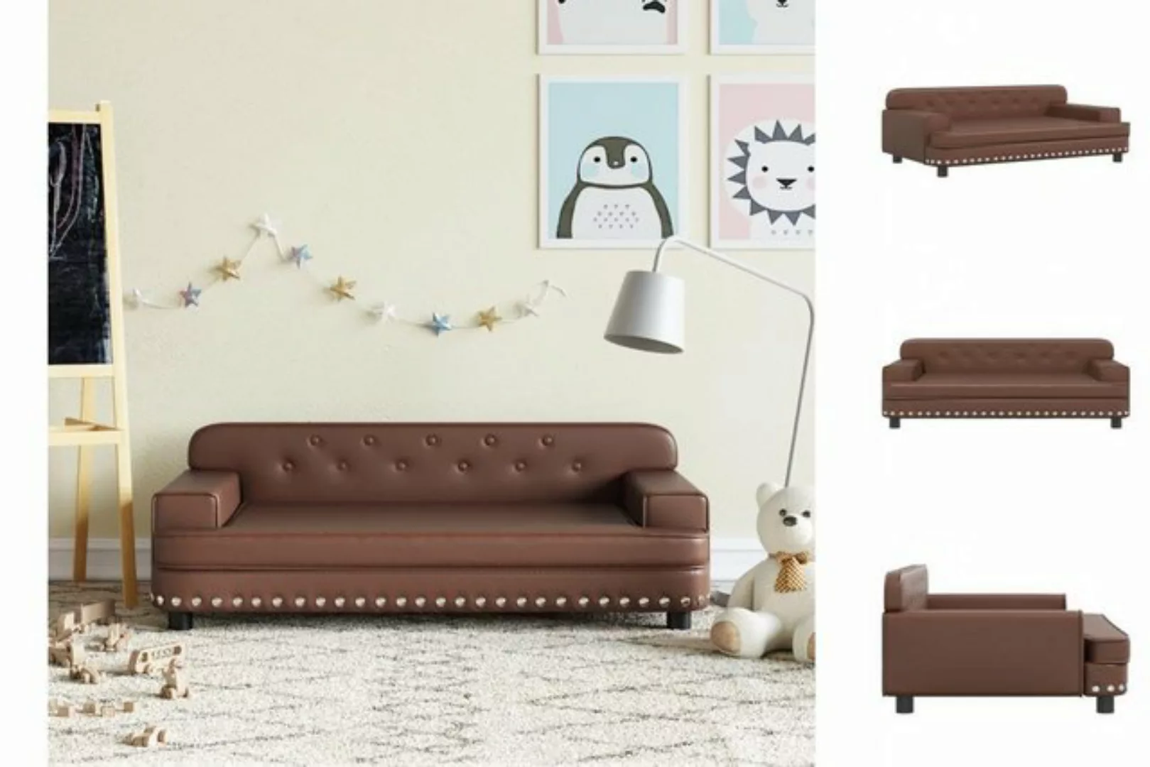 vidaXL Kindersofa Kindersofa Braun 90x53x30 cm Kunstleder Kindercouch Kinde günstig online kaufen