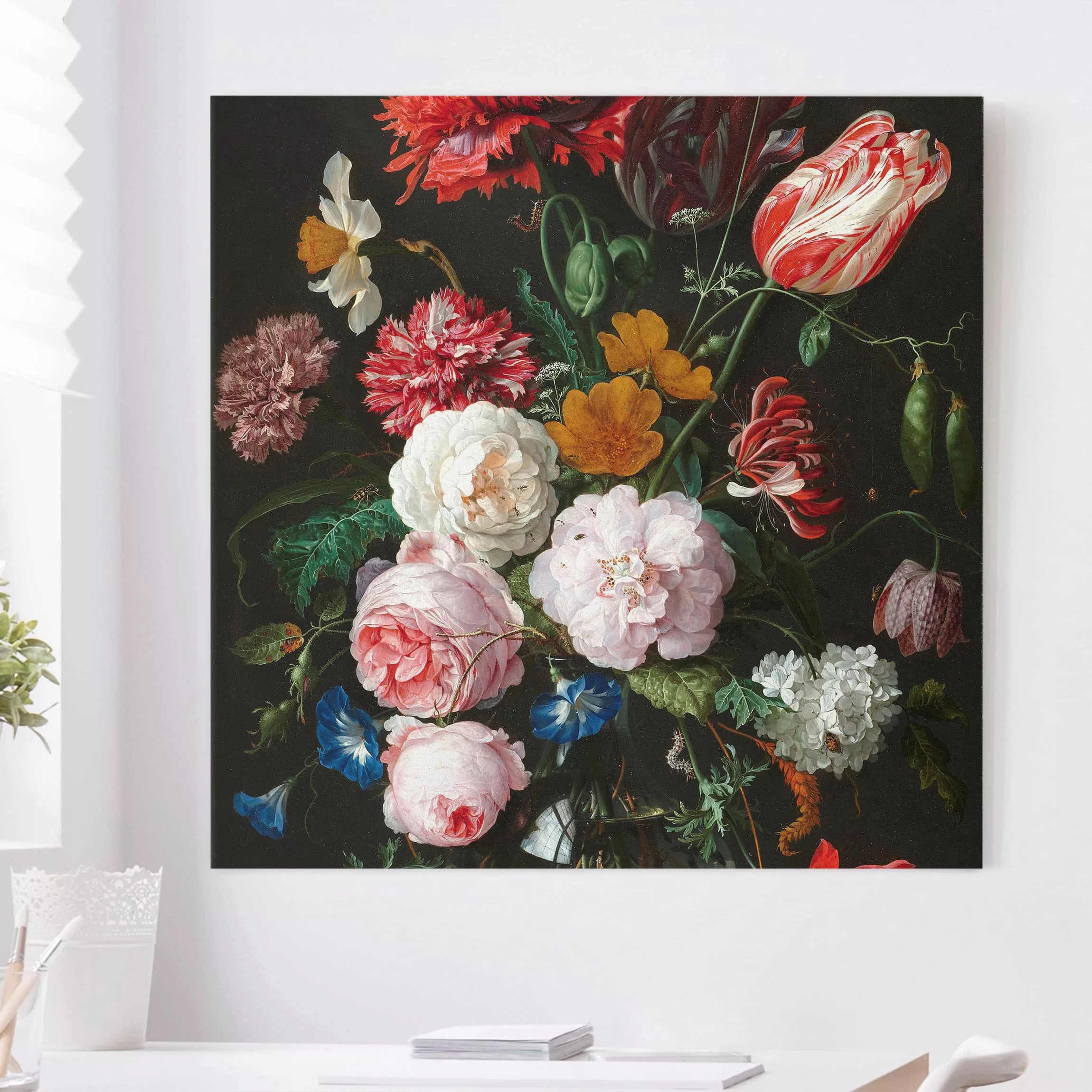 Leinwandbild Blumen - Quadrat Jan Davidsz de Heem - Stillleben mit Blumen i günstig online kaufen