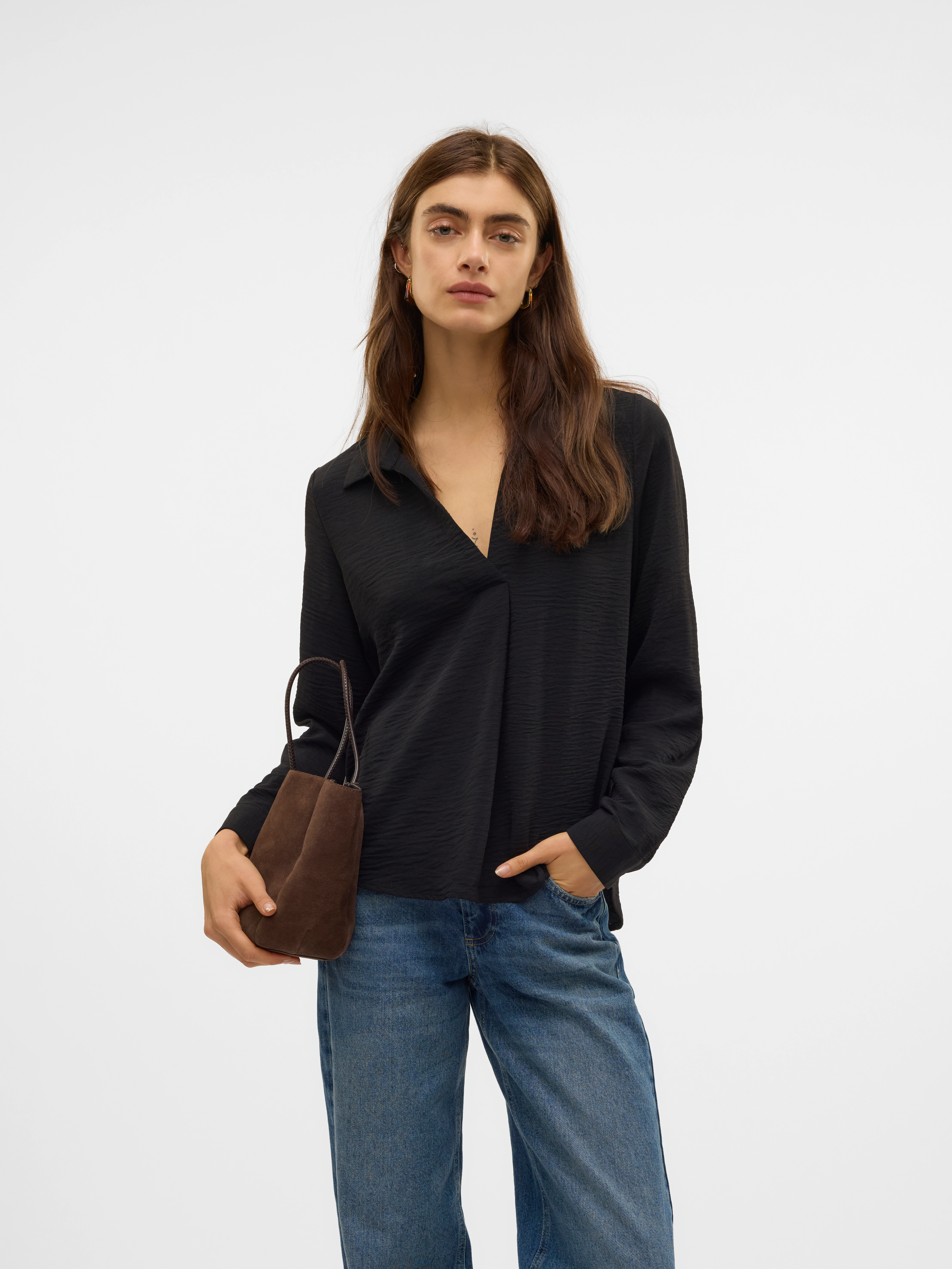 Vero Moda Blusenshirt "VMALVA L/S COLLAR TOP WVN GA" günstig online kaufen