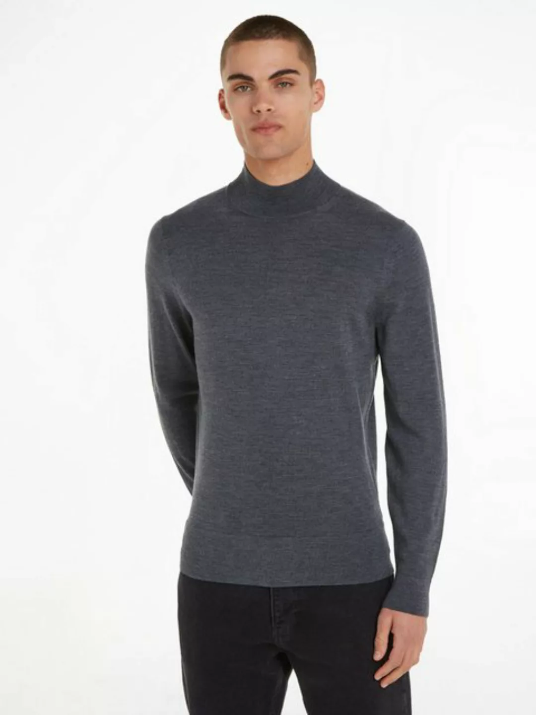 Calvin Klein Rollkragenpullover MERINO MOCK NECK SWEATER mit Markenlabel günstig online kaufen