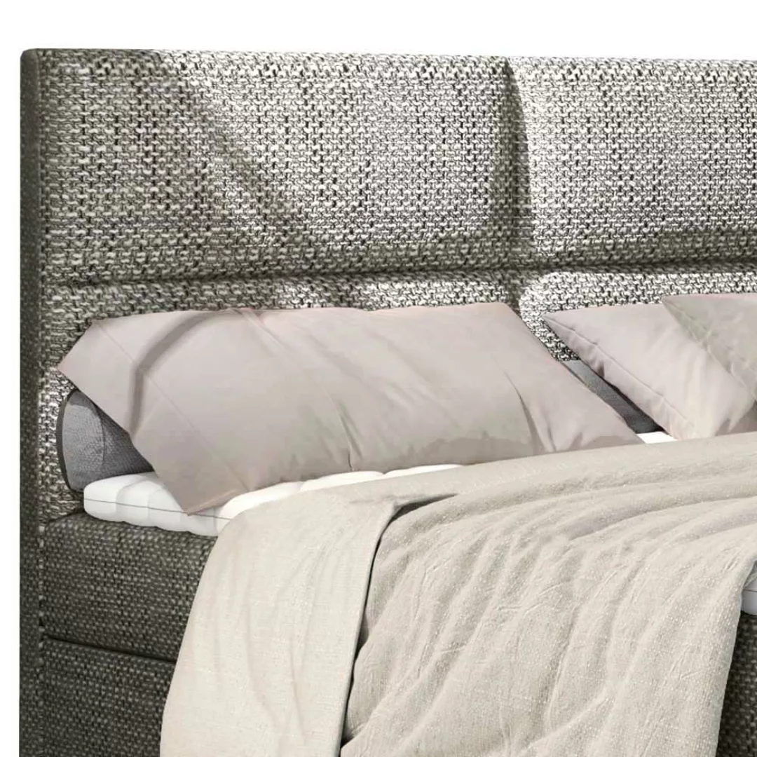 Doppelbett Stauraumbett in Beigegrau 124 cm hoch günstig online kaufen