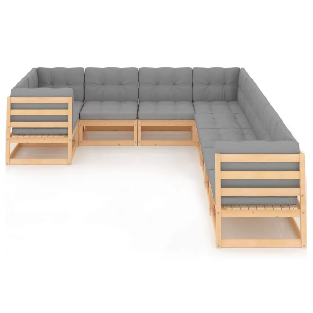 9-tlg. Garten-lounge-set Mit Kissen Kiefer Massivholz günstig online kaufen