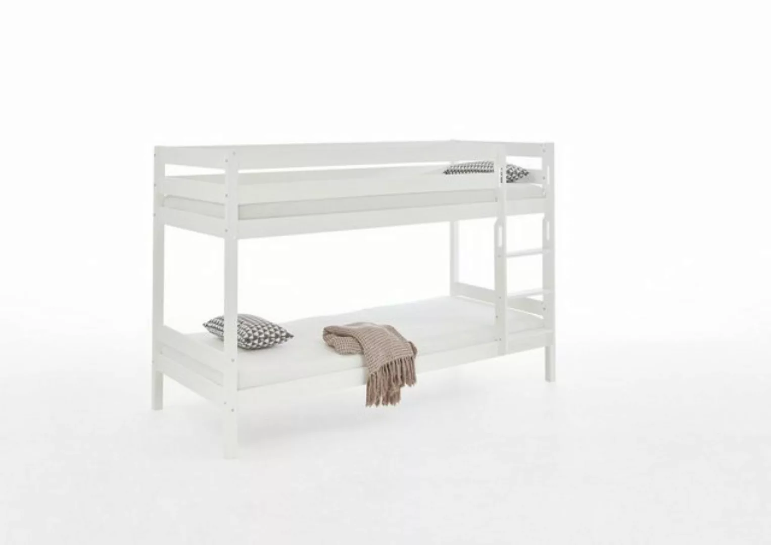Natur24 Einzelbett Etagenbett Lupo Buche Weiß Bett 90x200cm mit Rollrosten günstig online kaufen