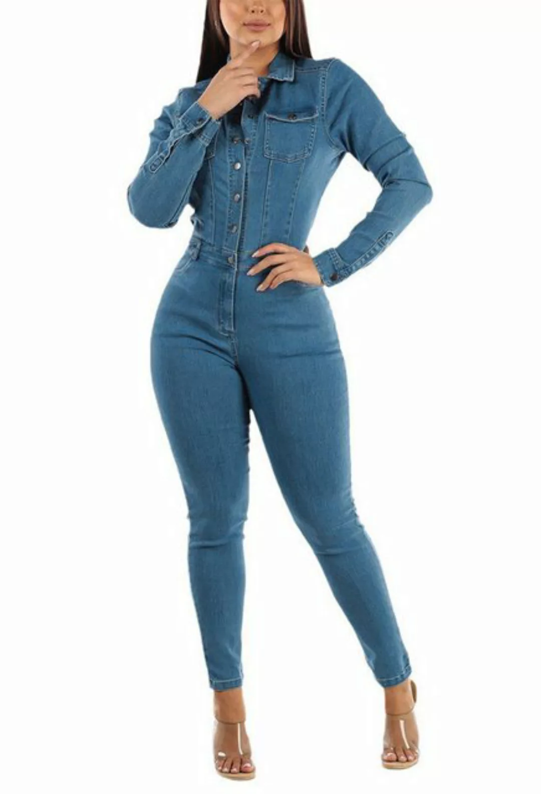 CHENIN 7/8-Overall Denim-Jumpsuit, elastische, schmale Taille, Petite-Hose günstig online kaufen