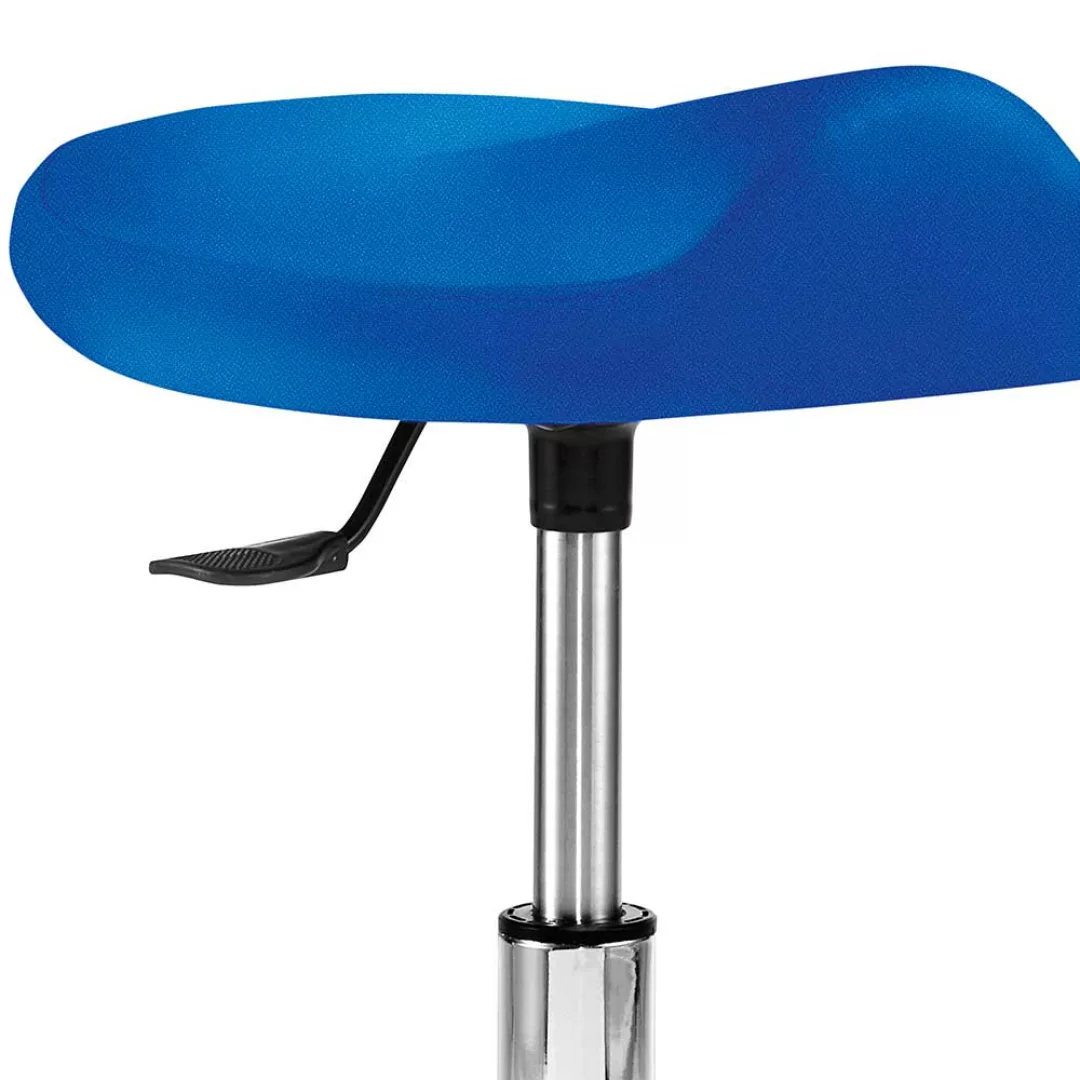 Höhenverstellbarer Sitzhocker mit Rollen Blau Webstoff günstig online kaufen
