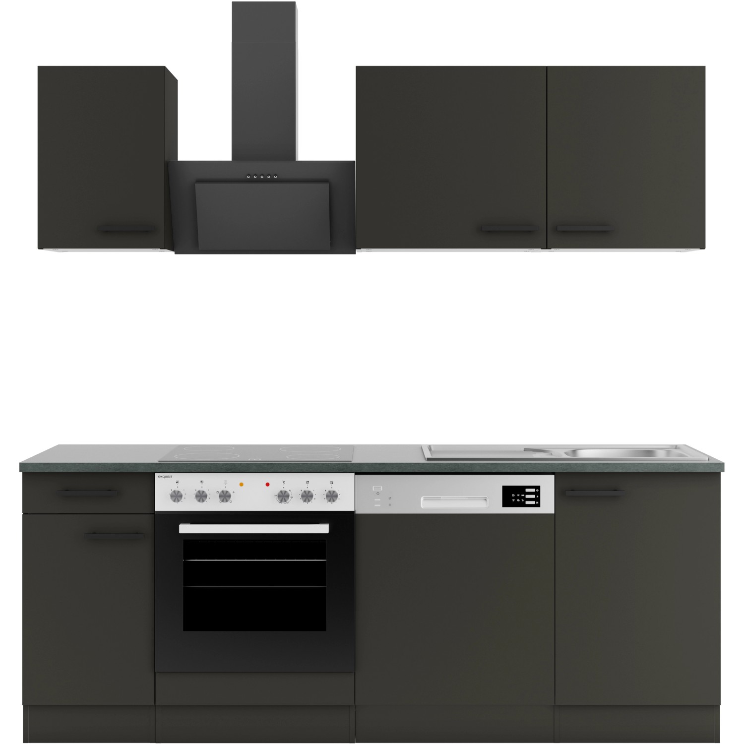 OPTIFIT Madrid420 Küchenzeile 210 cm ohne E-Geräte Anthrazit günstig online kaufen
