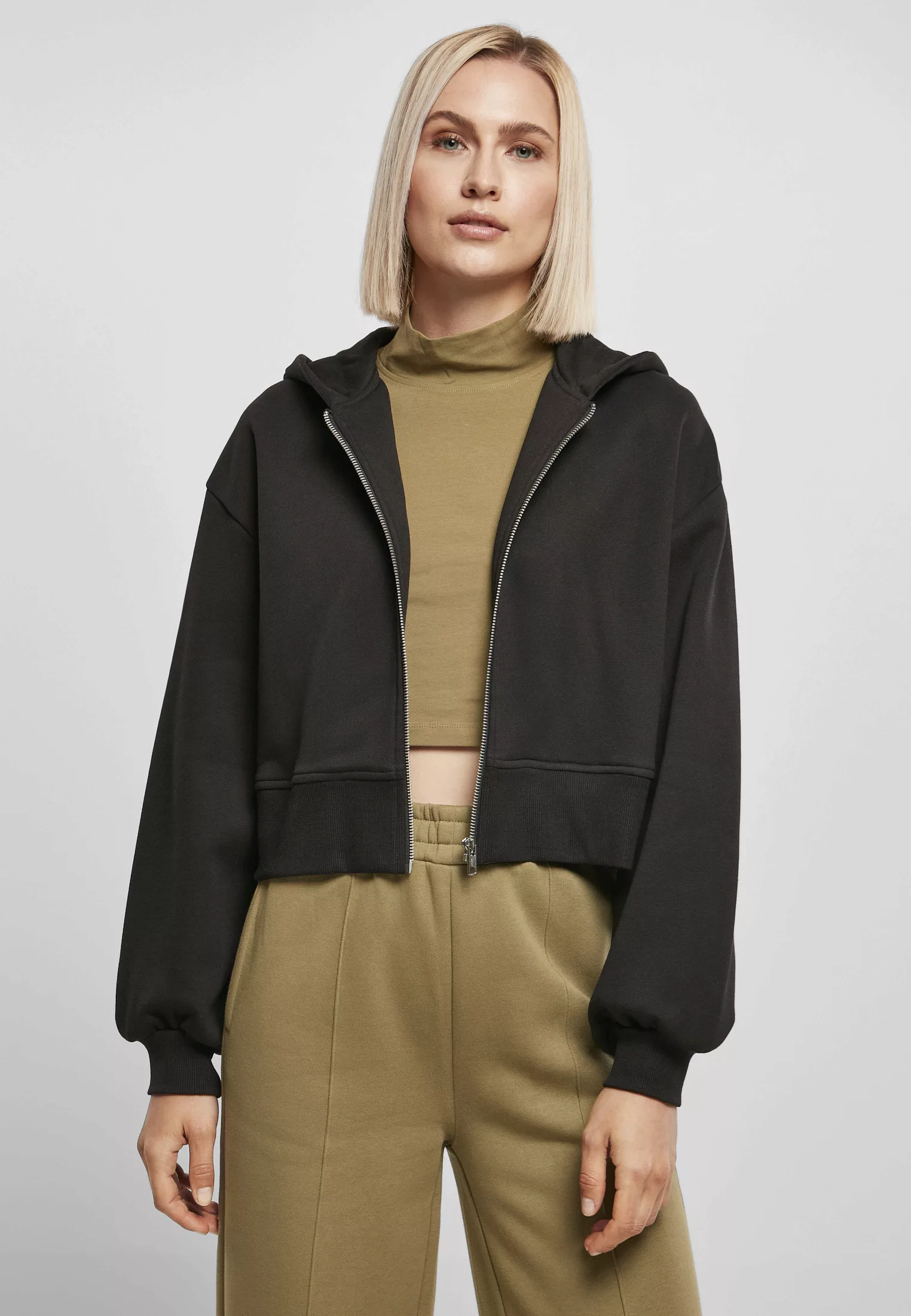 URBAN CLASSICS Sweatjacke "Damen Ladies Short Oversized Zip Jacket", (1 tlg günstig online kaufen