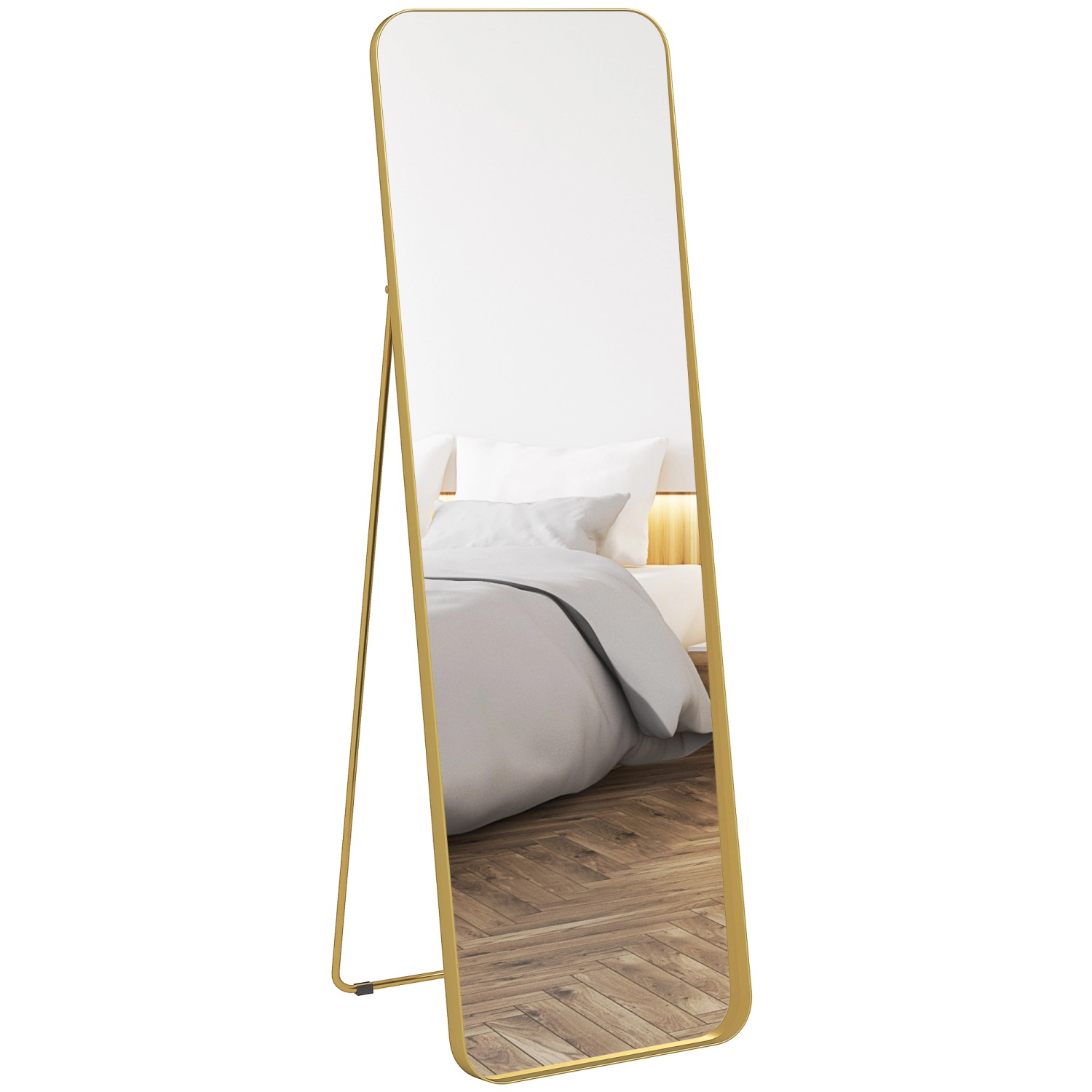 HOMCOM Ganzkörperspiegel Metall Glas 50L x 6B x 160H cm  Gold günstig online kaufen