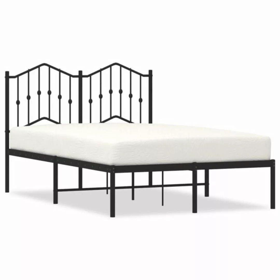 vidaXL Bettgestell Bettgestell mit Kopfteil Metall Schwarz 120x190 cm Bett günstig online kaufen