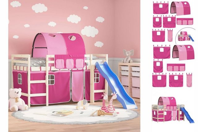 vidaXL Kinderbett Vorhänge für Hochbett mit Tunnel Rosa Polyester günstig online kaufen