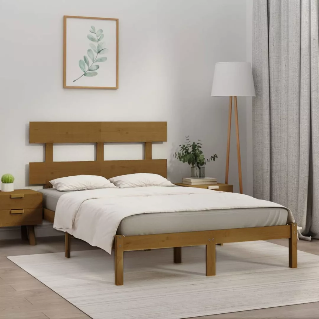 vidaXL Bettgestell Massivholzbett Honigbraun 200x200 cm Bett Bettgestell Do günstig online kaufen
