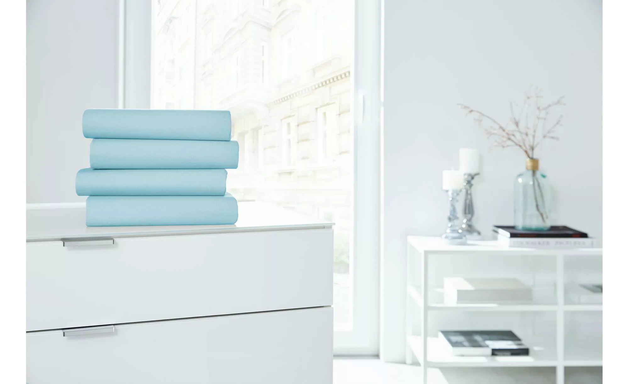 Jersey-Elastan Boxspringlaken   ¦ blau ¦ Maße (cm): B: 150 H: 28 T: 28.0 Be günstig online kaufen