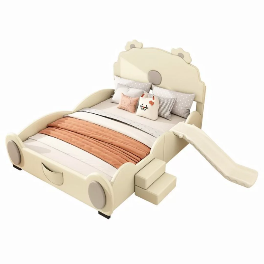 Gotagee Polsterbett Kinderbett Bärenbett mit Rutsche Doppelbett Polsterbett günstig online kaufen