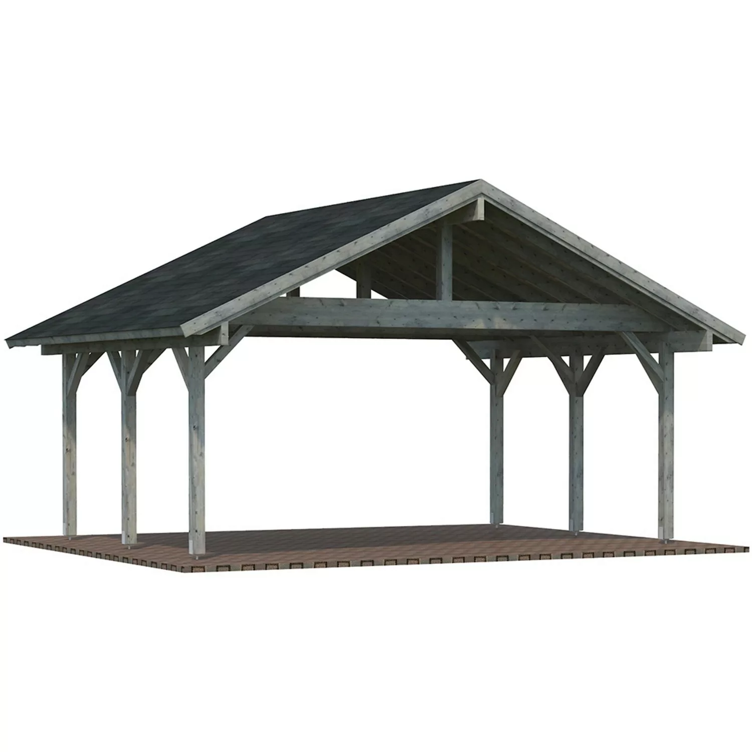 Palmako Doppelcarport Robert Holz Tauchgrundiert Grau 555 cm x 372 cm günstig online kaufen