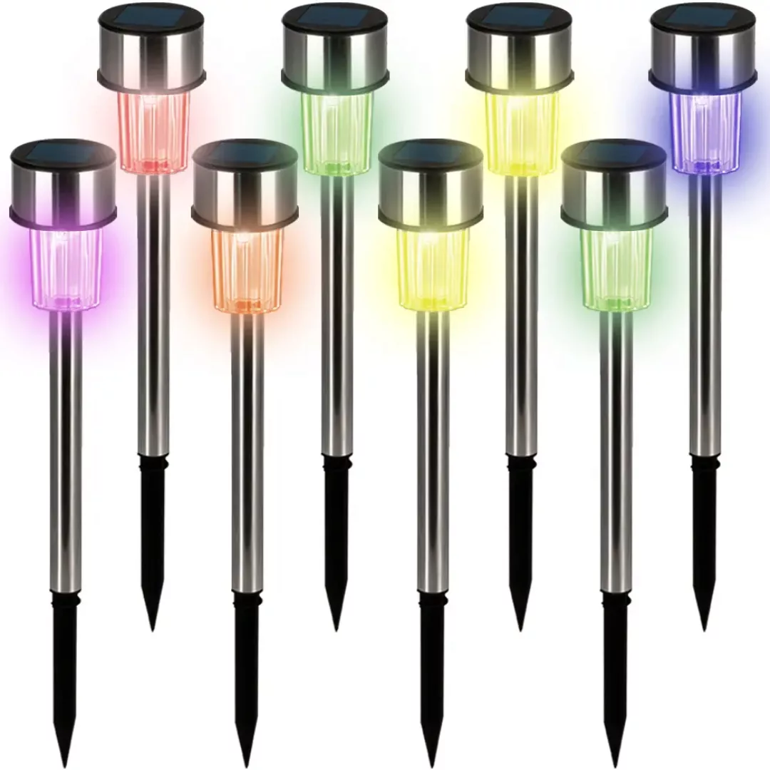 LED Solarleuchte 8er-Set Edelstahl Multicolor günstig online kaufen