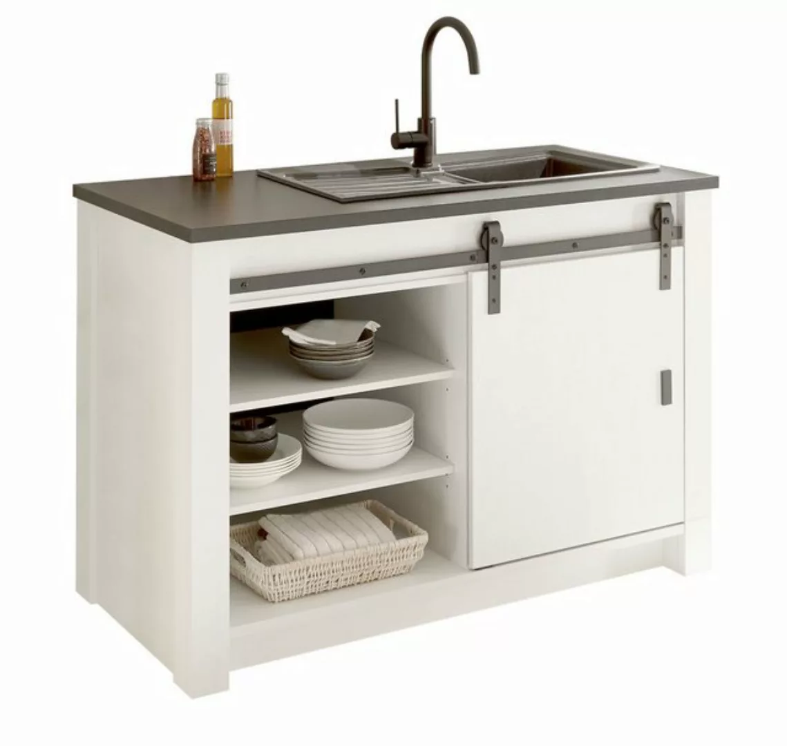 Furn.Design Spülenunterschrank Stove (Küchenschrank in Pinie weiß Vintage, günstig online kaufen