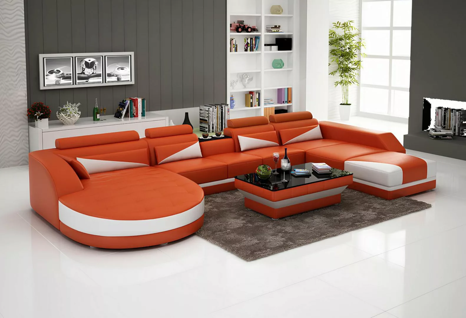 Xlmoebel Sofa Modernes Ledersofa Eckcouch Wohnlandschaft Ecksofa Eckgarnitu günstig online kaufen