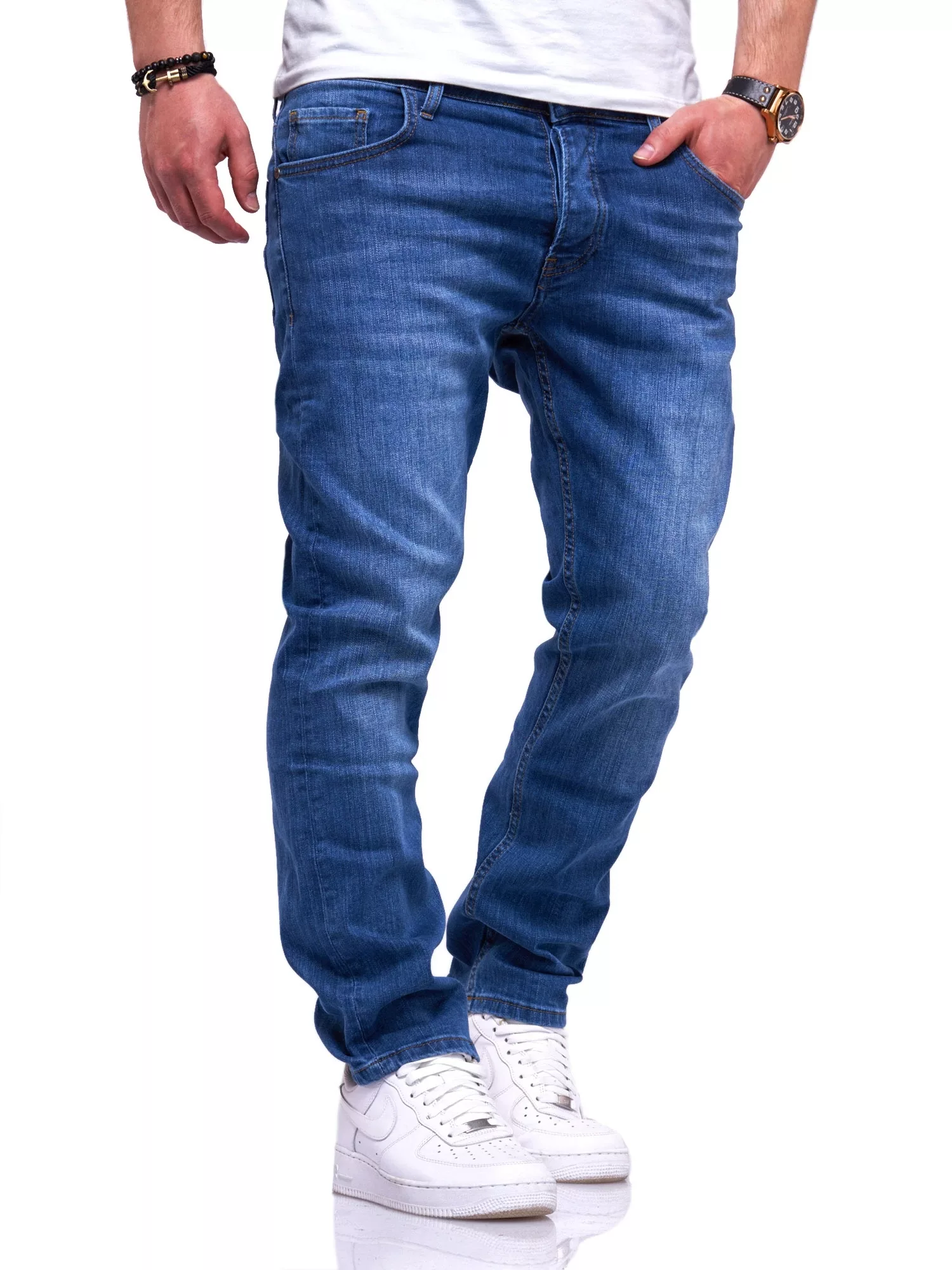 Rello & Reese Straight-Jeans "BLEU", im Used-Look günstig online kaufen
