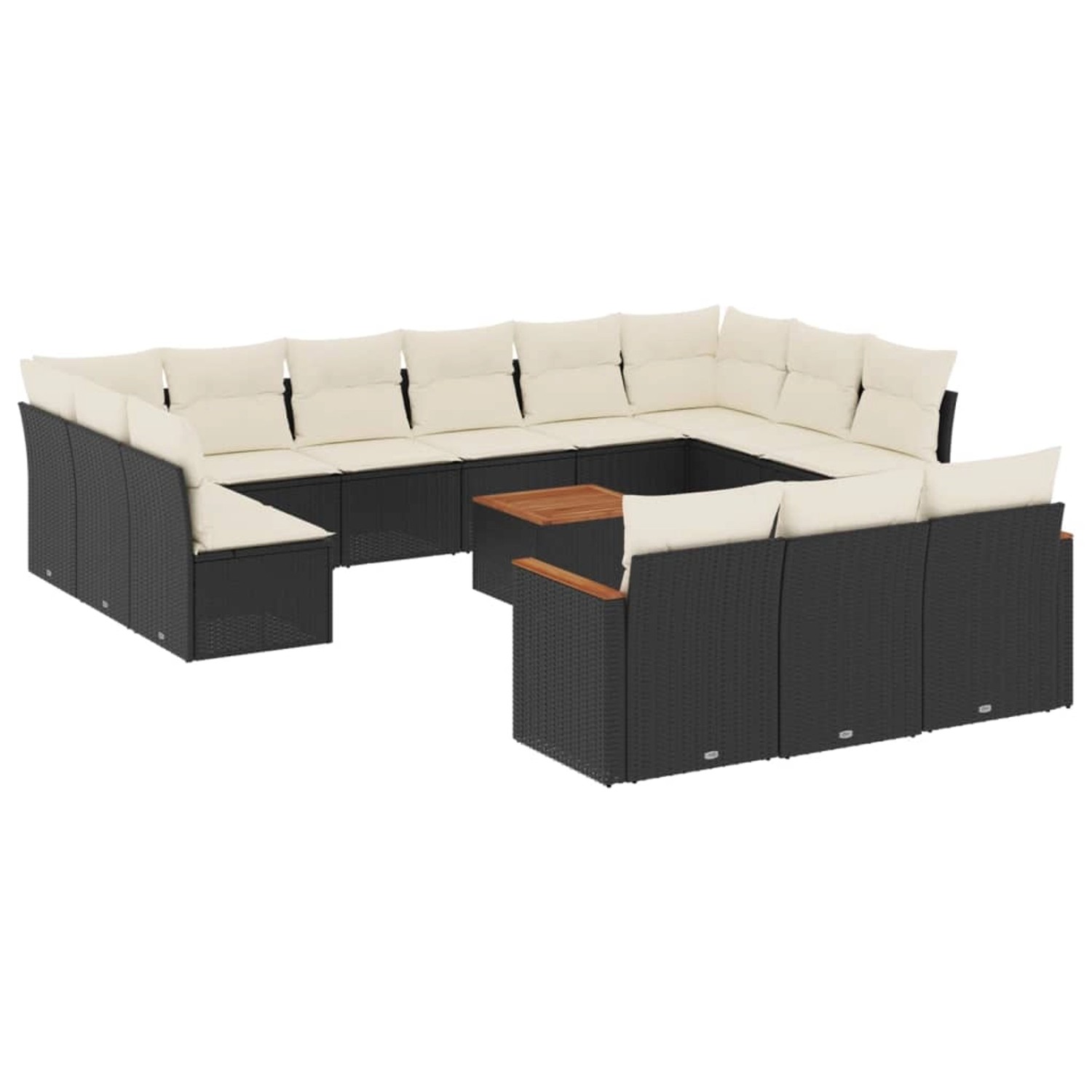 vidaXL 14-Tlg Garten-Sofagarnitur mit Kissen Schwarz Poly Rattan 3258864 günstig online kaufen