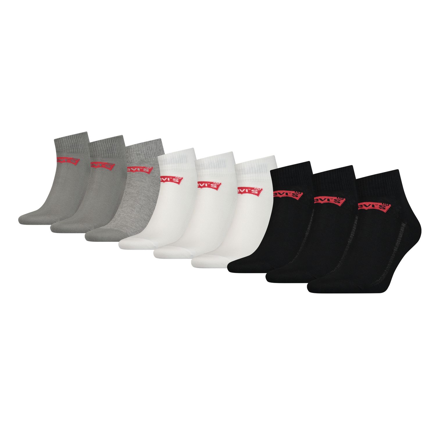 Levis Unisex Quarter Sportsocken Mid Cut Batwing Logo Ecom 9er Pack günstig online kaufen