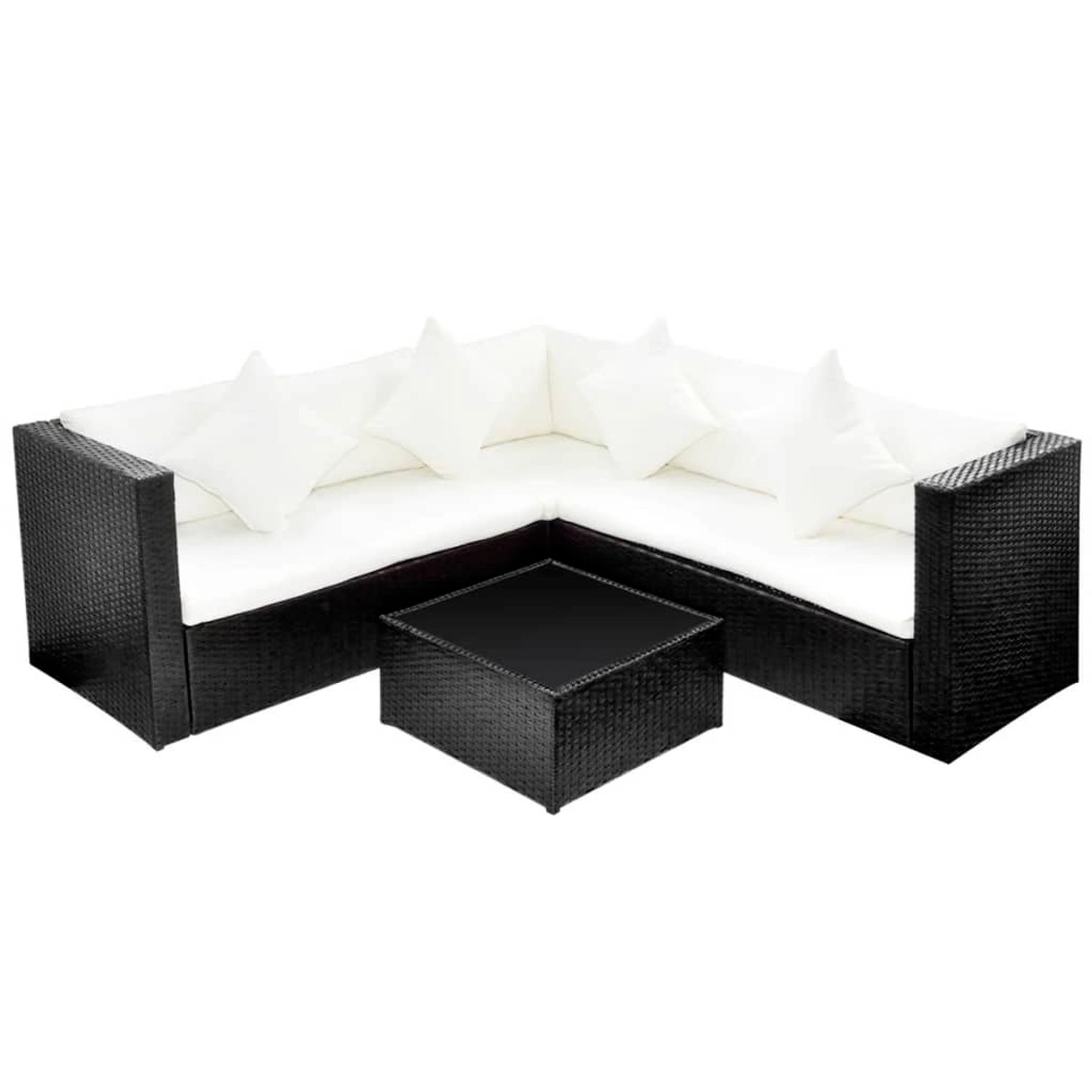 4-tlg. Garten-lounge-set Mit Auflagen Poly Rattan Schwarz günstig online kaufen