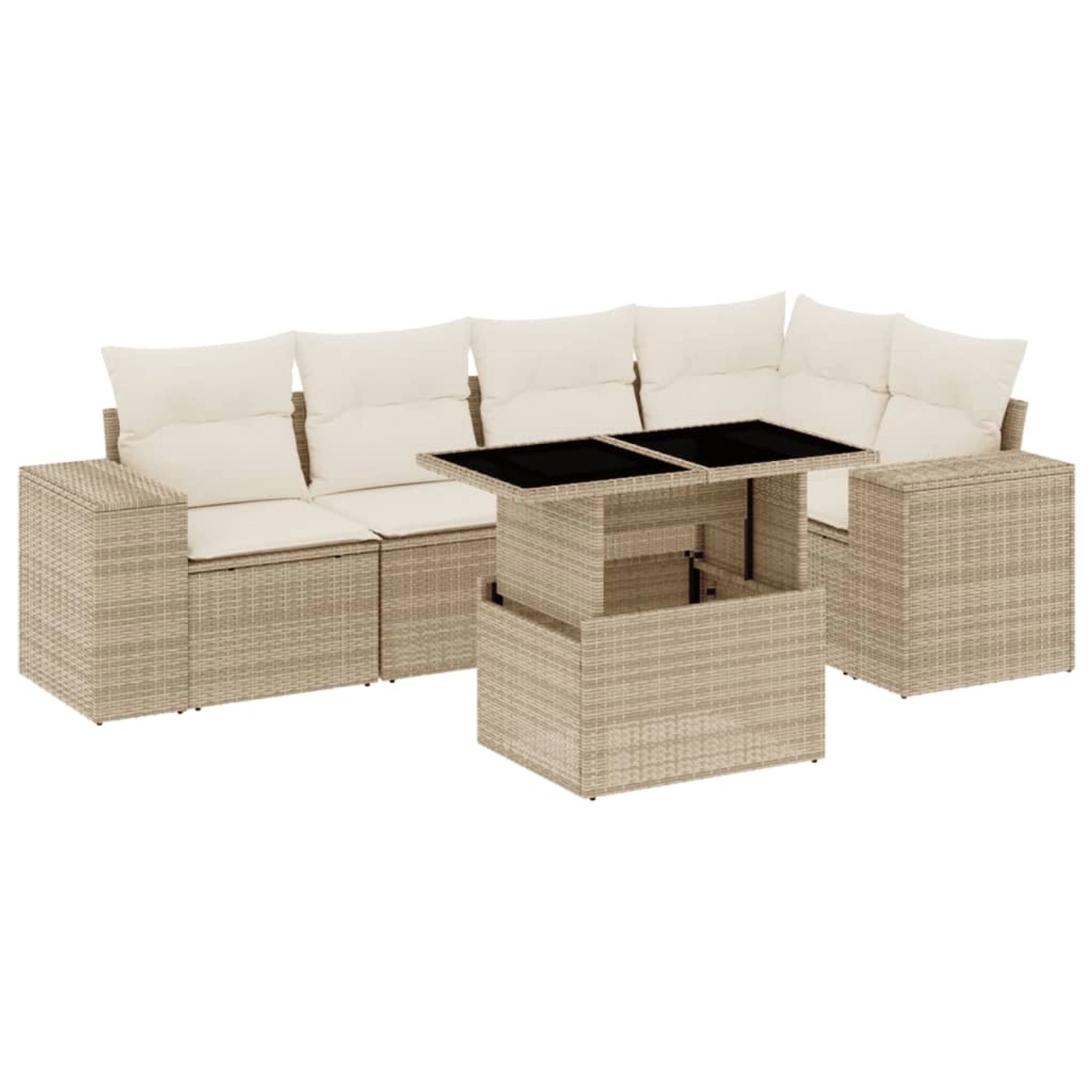 vidaXL 6-Tlg Garten-Sofagarnitur mit Kissen Beige Poly Rattan 3269148 günstig online kaufen