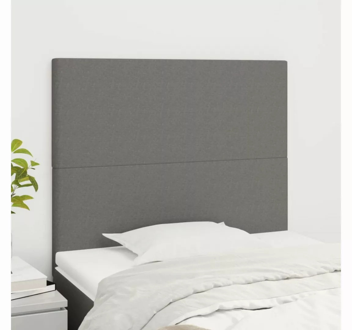 vidaXL Bett, Kopfteile 2 Stk. Dunkelgrau 90x5x78/88 cm Stoff günstig online kaufen