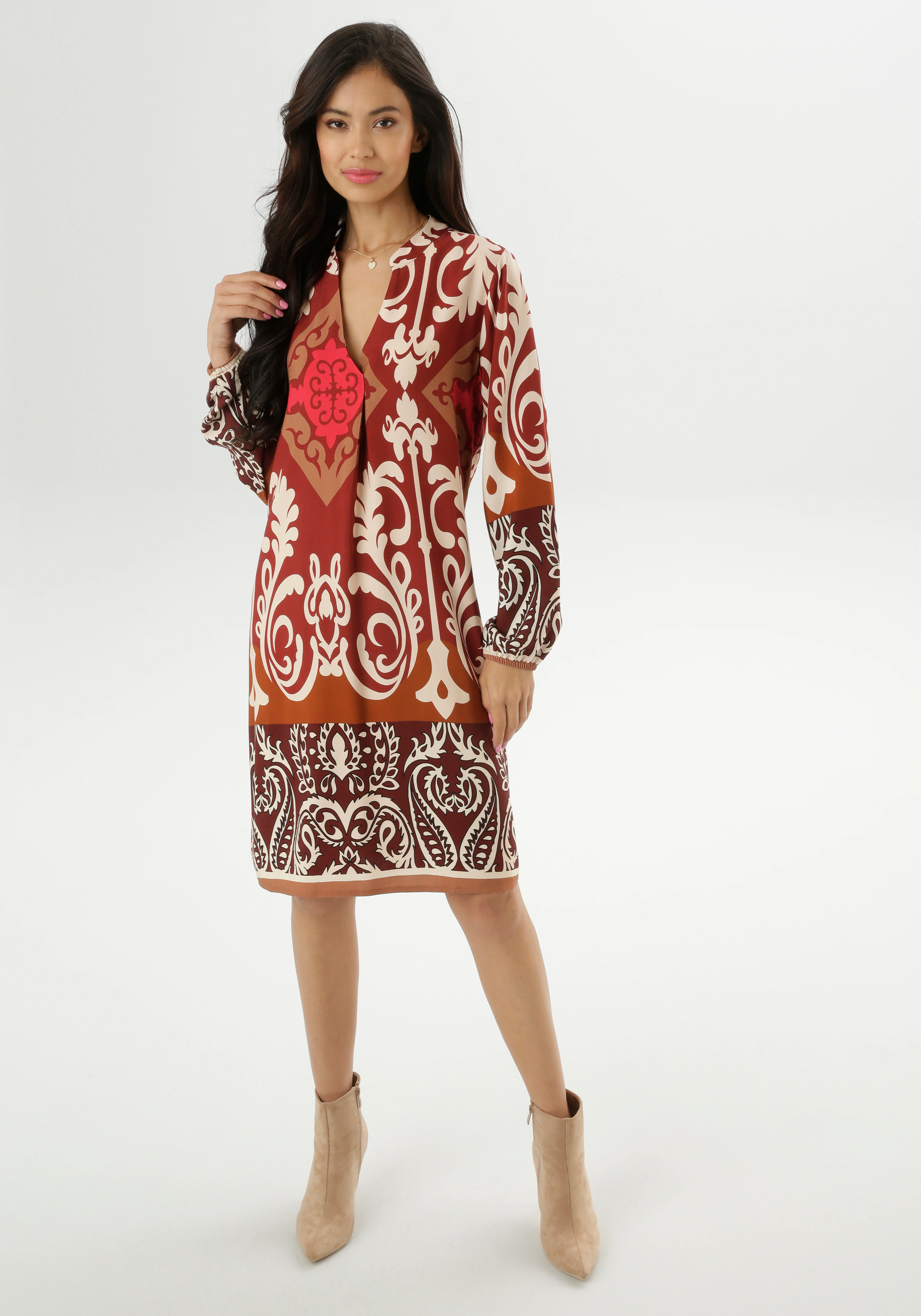 Aniston SELECTED Blusenkleid, mit Ornament-Druck Allover - NEUE KOLLEKTION günstig online kaufen