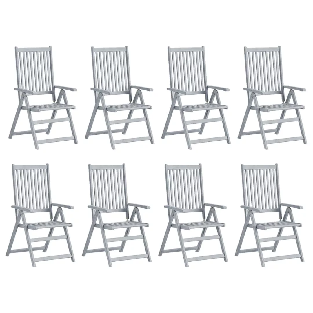 Verstellbare Gartenstühle Mit Auflagen 8 Stk. Grau Akazienholz günstig online kaufen