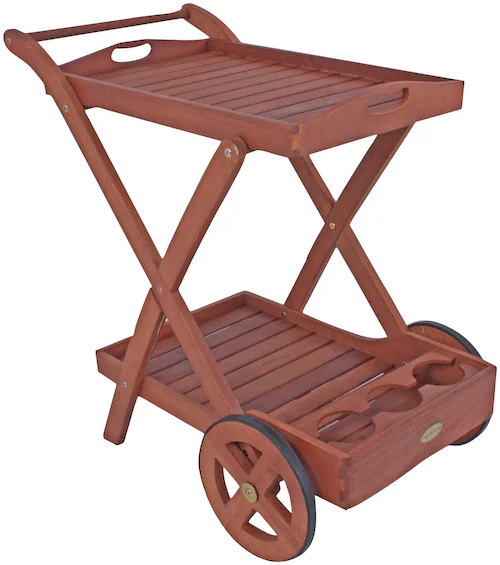 Garden Pleasure Servierwagen "Toledo", Eukalyptusholz, 88x54 cm, rollbar günstig online kaufen