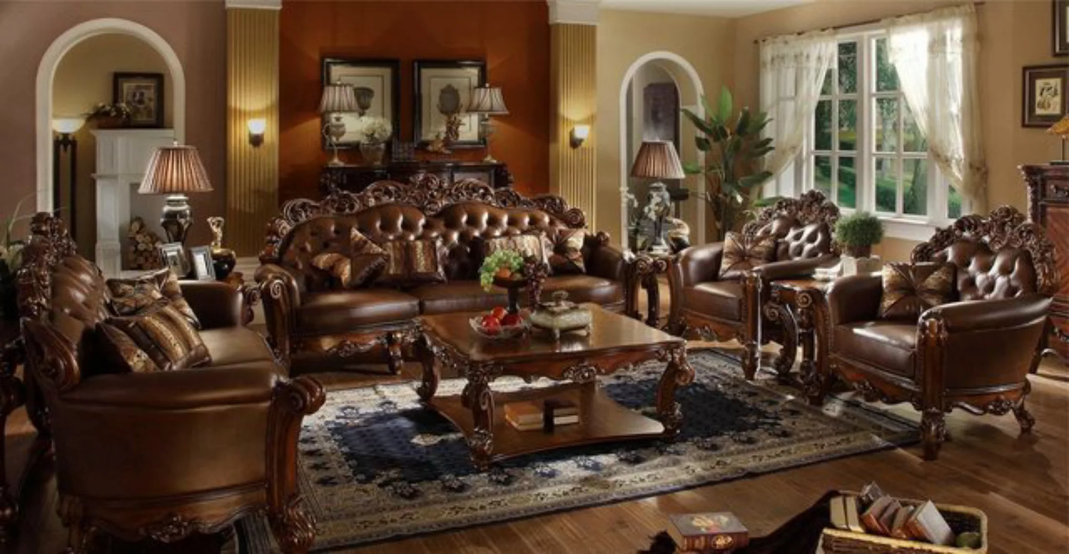JVmoebel Sofa Ledersofa Sofagarnitur Set Garnitur Gruppe Couch Chesterfield günstig online kaufen