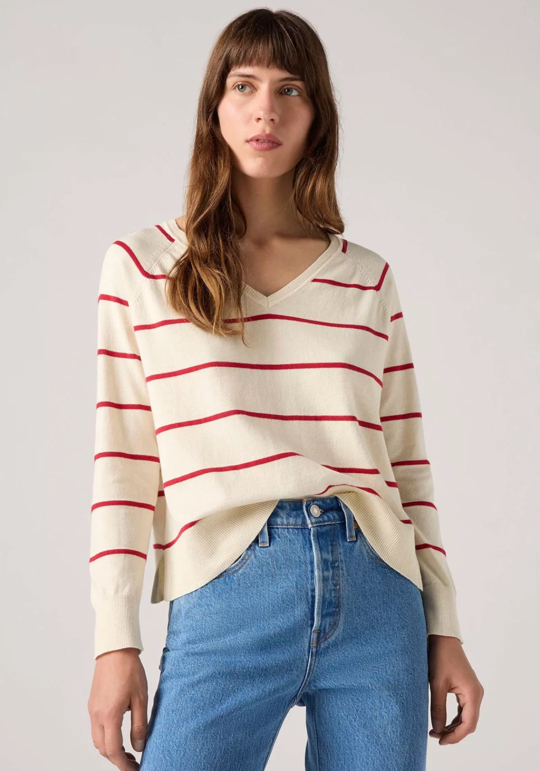 Levis Longpullover "PETAL VNECK SWEATER", mit Rippbündchen günstig online kaufen