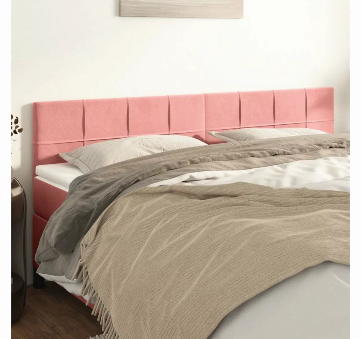 vidaXL Bett, Kopfteile 2 Stk. Rosa 100x5x78/88 cm Samt günstig online kaufen