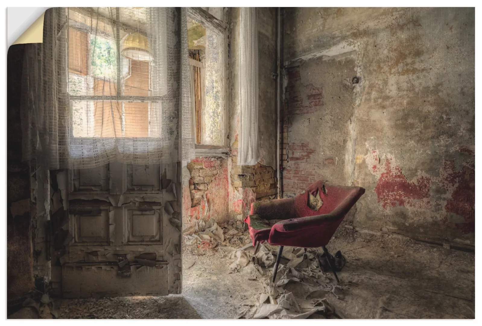 Artland Wandbild "Lost Place - roter Sessel I", Innenarchitektur, (1 St.) günstig online kaufen