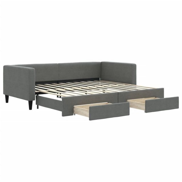 vidaXL Bett Tagesbett Ausziehbar mit Schubladen Dunkelgrau 90x200 cm Stoff günstig online kaufen