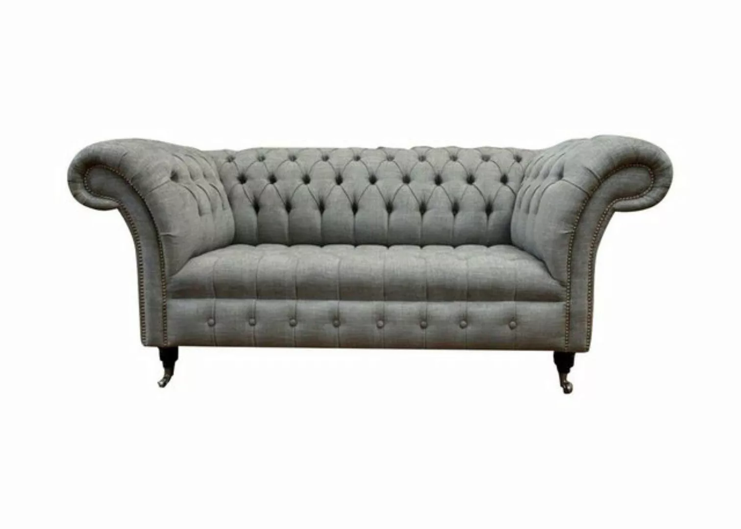 Xlmoebel Chesterfield-Sofa Leder Sofa Couch 2-Sitzer Grau Lounge Club Einri günstig online kaufen