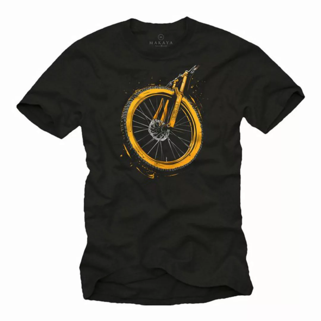 MAKAYA Kurzarmshirt mit Mountainbike Motiv für Herren MTB T-Shirt (Schwarz, günstig online kaufen