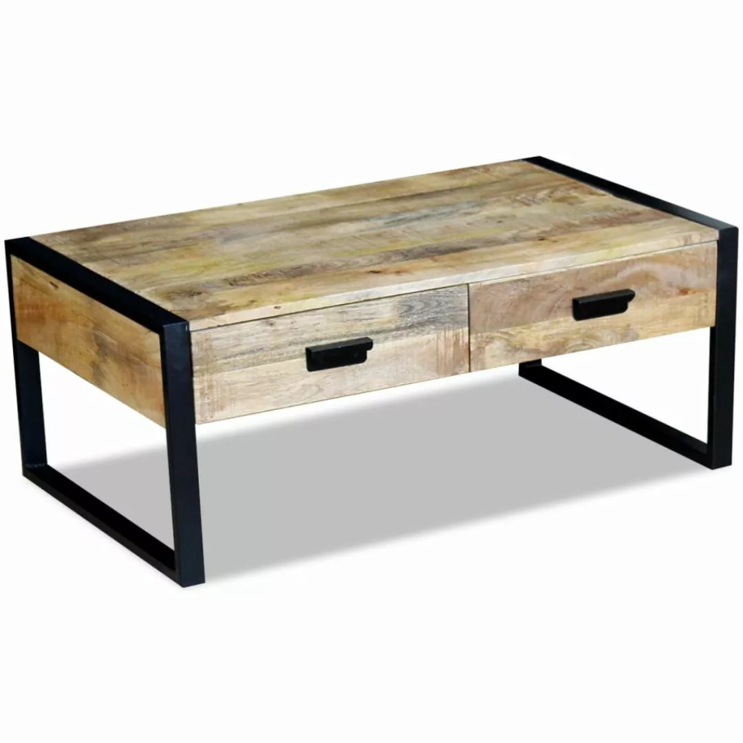 Couchtisch Mit 2 Schubladen Mangoholz Massiv 100x60x40 Cm günstig online kaufen