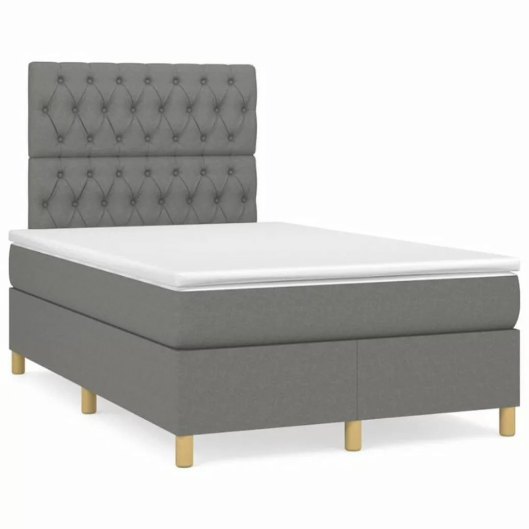 furnicato Bett Boxspringbett mit Matratze Dunkelgrau 120x200 cm Stoff (1-tl günstig online kaufen