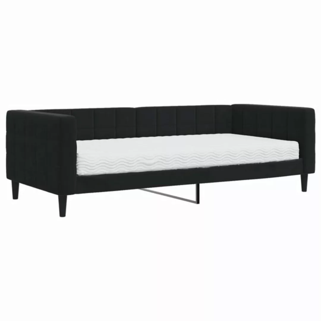 vidaXL Gästebett Gästebett Tagesbett mit Matratze Schwarz 90x200 cm Samt Be günstig online kaufen