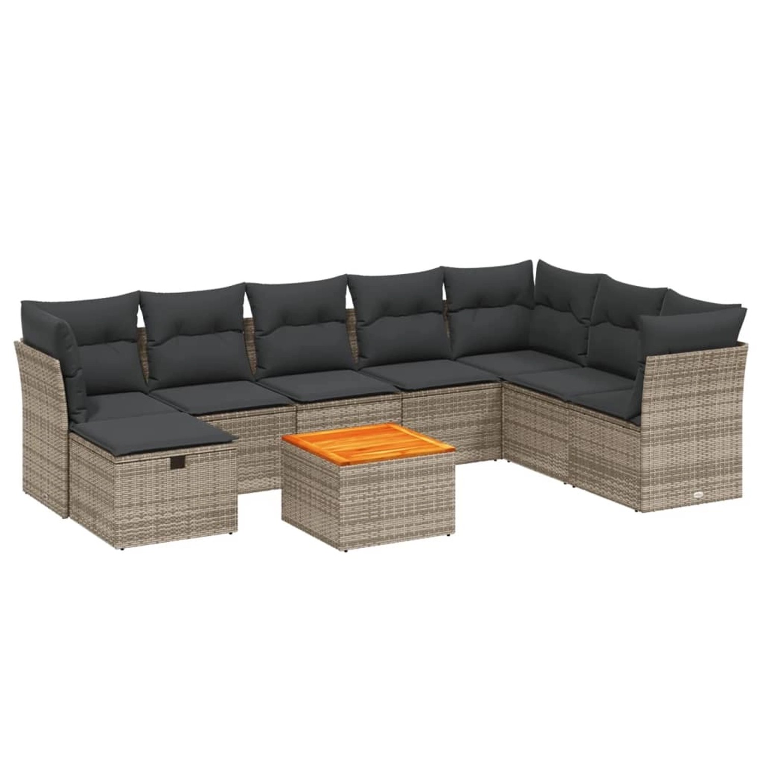 vidaXL 9-Tlg Garten-Sofagarnitur mit Kissen Grau Poly Rattan 3264763 günstig online kaufen