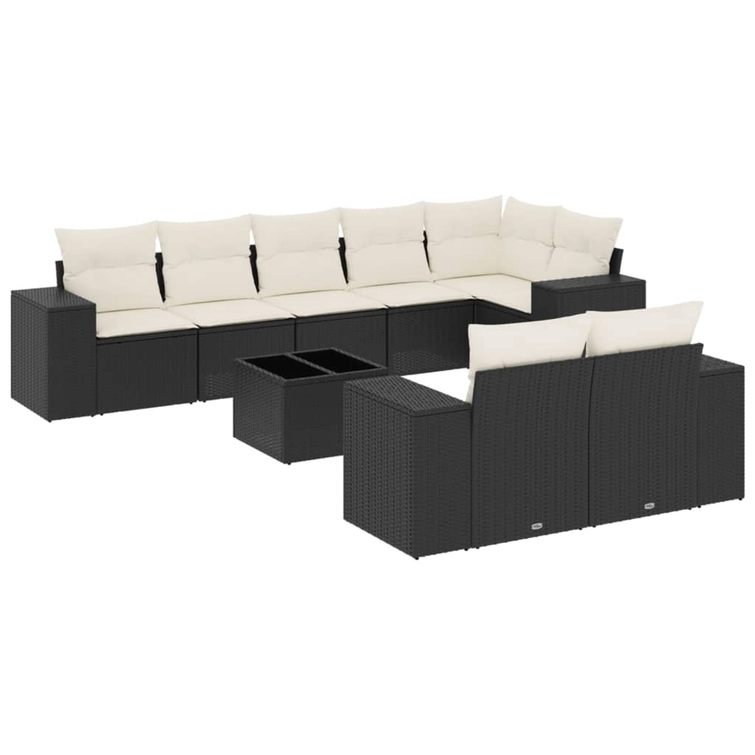 vidaXL 9-Tlg Garten-Sofagarnitur mit Kissen Schwarz Poly Rattan 3222825 günstig online kaufen