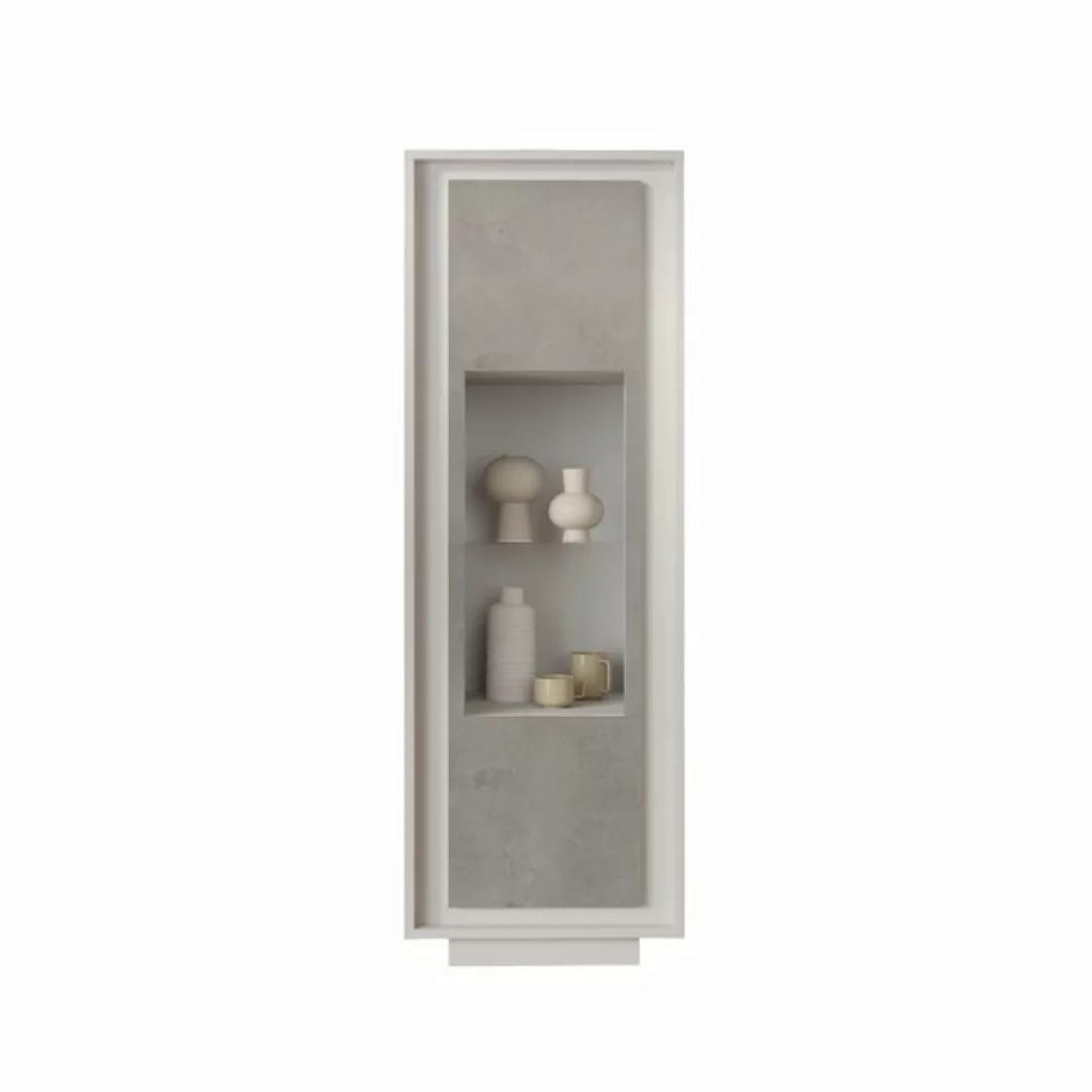 LC Mobili Vitrine 3 Böden, Soft-Close, Weiss Lack matt, Beton-Optik - 67x19 günstig online kaufen