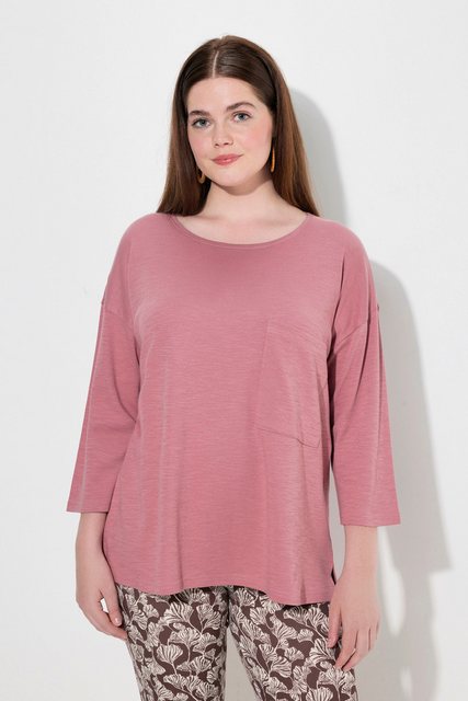 Ulla Popken T-Shirt Shirt Oversized Rundhals 3/4-Arm Biobaumwolle günstig online kaufen