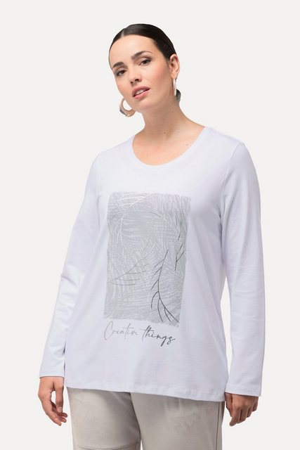 Ulla Popken Longsleeve Shirt Metallic-Druck Rundhals Langarm günstig online kaufen